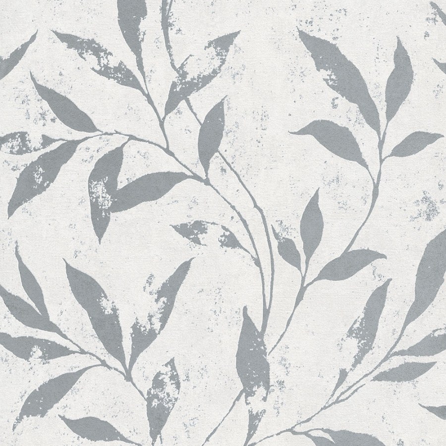 Bijelo-siva flis tapeta cvijeće A48301 | Ljepilo besplatno - Na zalihama