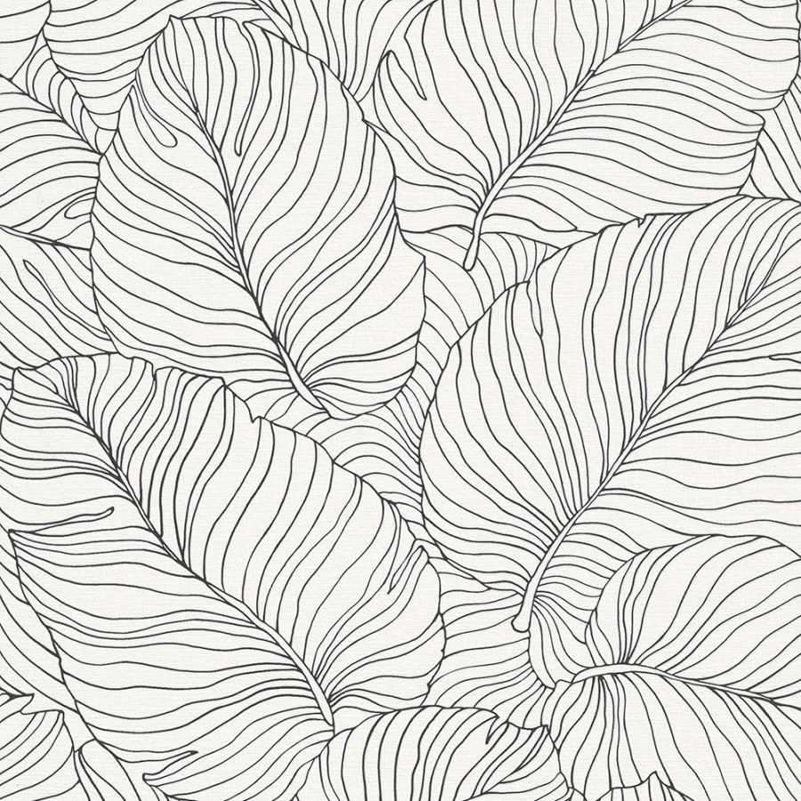Bijela flis tapeta lišće A50901 | Ljepilo besplatno - Na zalihama