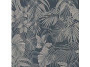 Tamno plava flis tapeta lišće A51301 | Ljepilo besplatno Na zalihama