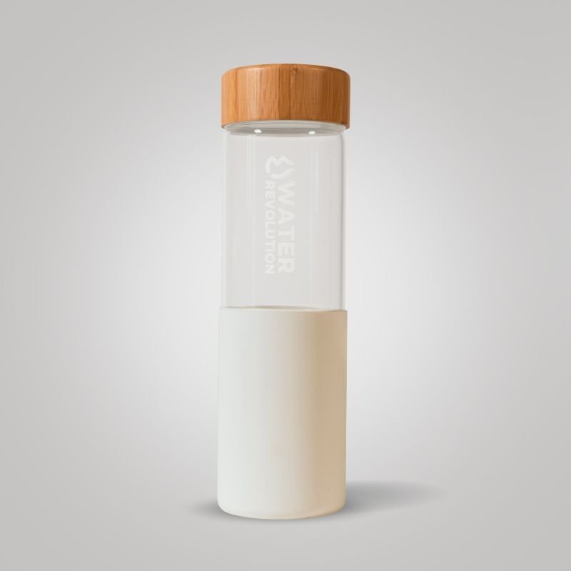 Water Revolution Staklena boca za piće u silikonskom poklopcu, bijelo borosilikatno staklo, Silikon, 660 ml