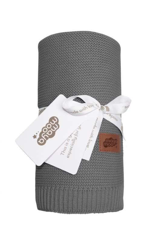 DETEXPOL Pletena deka za kolica pamuk bambus tamno siva Pamuk, bambus, 80/100 cm - pletene deke