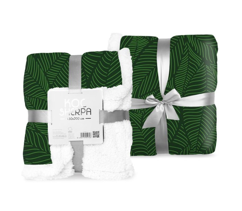 FARO deka od flisa s janjećim lišćem zeleni poliester, 150/200 cm - deke od flisa