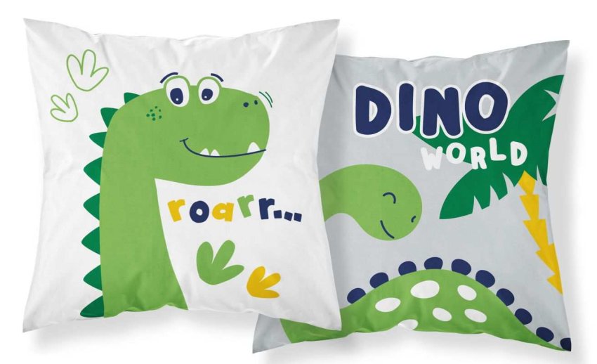 DETEXPOL Jastučnica Little Dino zelena Pamuk, 40/40 cm - pokrivači za jastuke