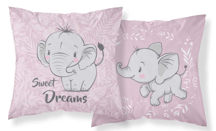 DETEXPOL Jastučnica Elephant baby roza Pamuk, 40/40 cm - pokrivači za jastuke