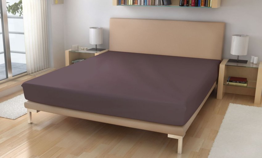 Polášek Jersey posteljina ljubičasto smeđa Pamuk 150g/m2, 90/200 cm - Donje plahte