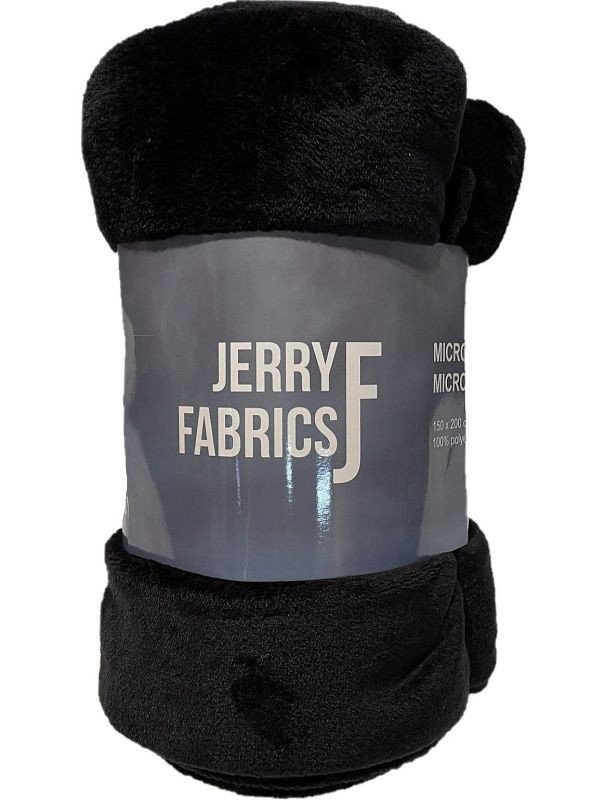 JERRY FABRICS Pokrivač mikroflannel super mekani crni poliester, 150/200 cm - mikro deke