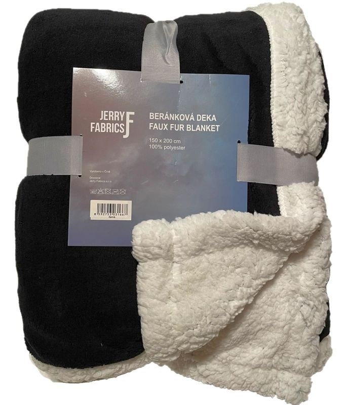 JERRY FABRICS Pokrivač mikroflannel super soft s janjetinom Crni poliester, 150/200 cm - mikro deke