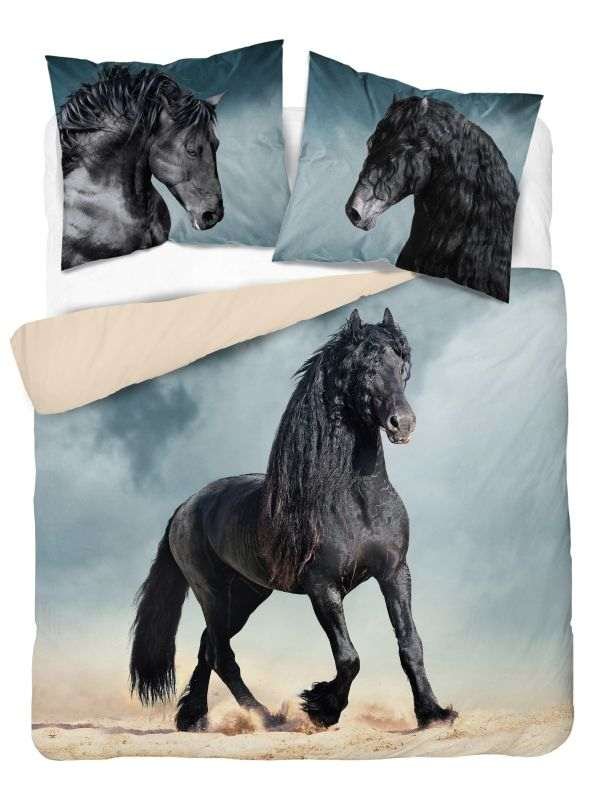 DETEXPOL francuska posteljina Black Horse Cotton, 220/200, 2x70/80 cm - Posteljina foto print