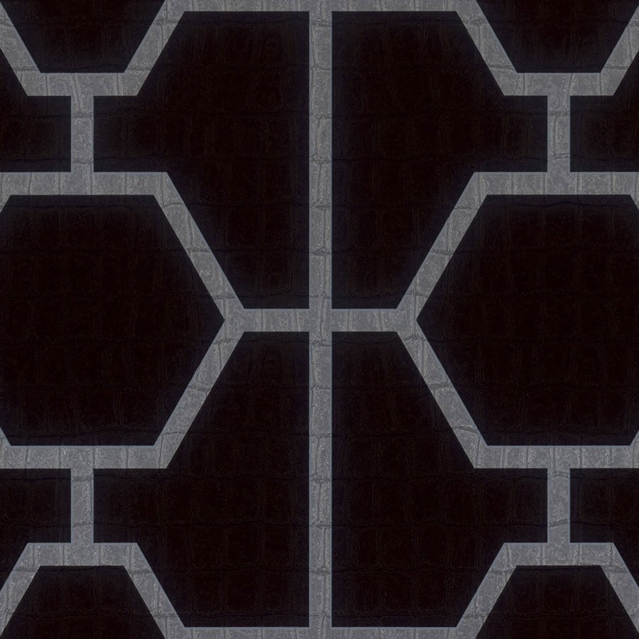 Crna geometrijska flis tapeta s vinil površinom Z80024 Philipp Plein | Ljepilo besplatno - Zambaiti Parati