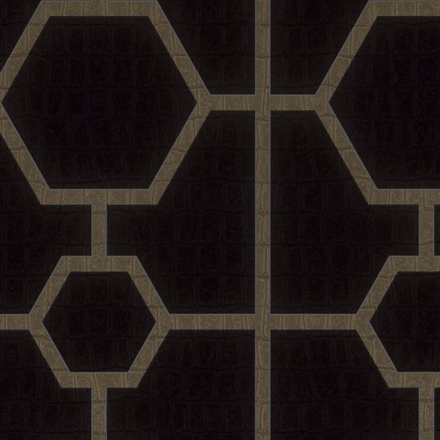 Crna geometrijska flis tapeta s vinil površinom Z80023 Philipp Plein | Ljepilo besplatno - Zambaiti Parati