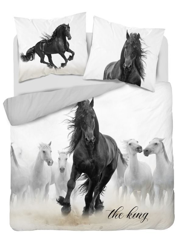 DETEXPOL Francuska posteljina Horses The King Cotton, 220/200, 2x70/80 cm - Posteljina foto print