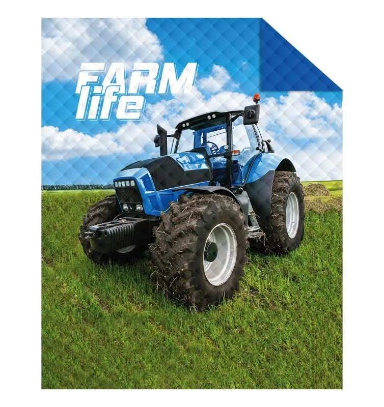 DETEXPOL Prekrivač Tractor blue farm Poliester, 170/210 cm - Pokrivači