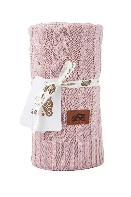DETEXPOL Pletena pamučna deka za kolica roza Pamuk, 80/100 cm - pletene deke