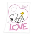 HERDING Fleece deka Snoopy Love poliester, 130/170 cm