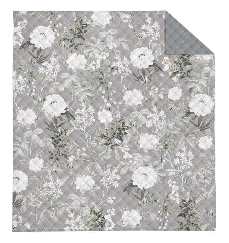 DETEXPOL Prekrivač Flowers sivi Poliester, 170/210 cm - Pokrivači