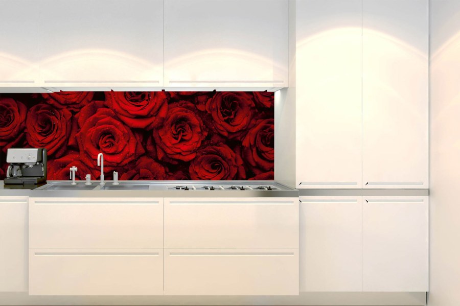 Samoljepljiva fototapeta za kuhinju KI-180-132 Crvena ruža | 180 x 60 cm - Za kuhinje