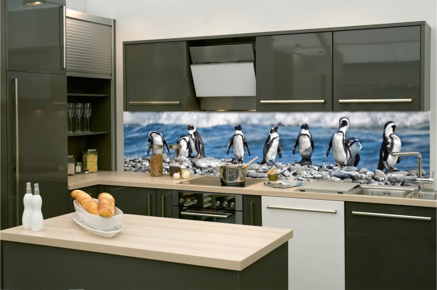 Samoljepljive - Za kuhinje - Samoljepljiva fototapeta za kuhinju KI-260-112 Pingvini | 260 x 60 cm Samoljepljiva fototapeta za kuhinju KI-260-112 Pingvini | 260 x 60 cm - Za kuhinje