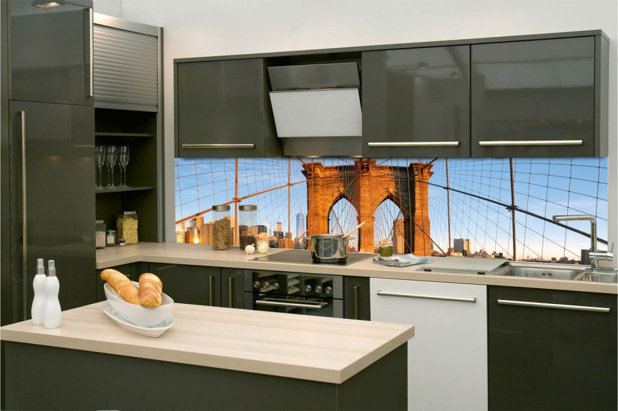 Samoljepljive - Za kuhinje - Samoljepljiva fototapeta za kuhinju KI-260-116 Brooklyn Bridge | 260 x 60 cm Samoljepljiva fototapeta za kuhinju KI-260-116 Brooklyn Bridge | 260 x 60 cm - Za kuhinje