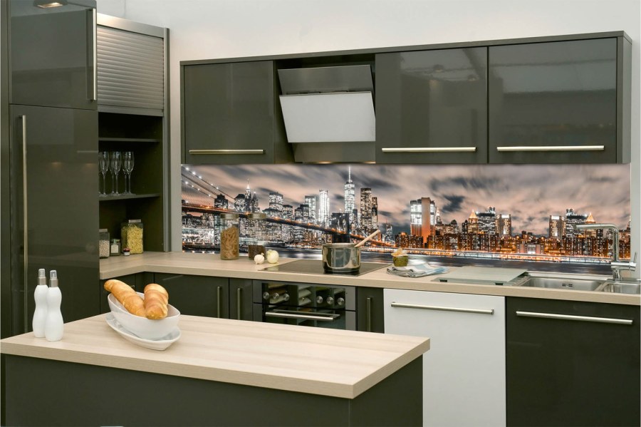 Samoljepljive - Za kuhinje - Samoljepljiva fototapeta za kuhinju KI-260-117 Noćni Manhattan | 260 x 60 cm Samoljepljiva fototapeta za kuhinju KI-260-117 Noćni Manhattan | 260 x 60 cm - Za kuhinje
