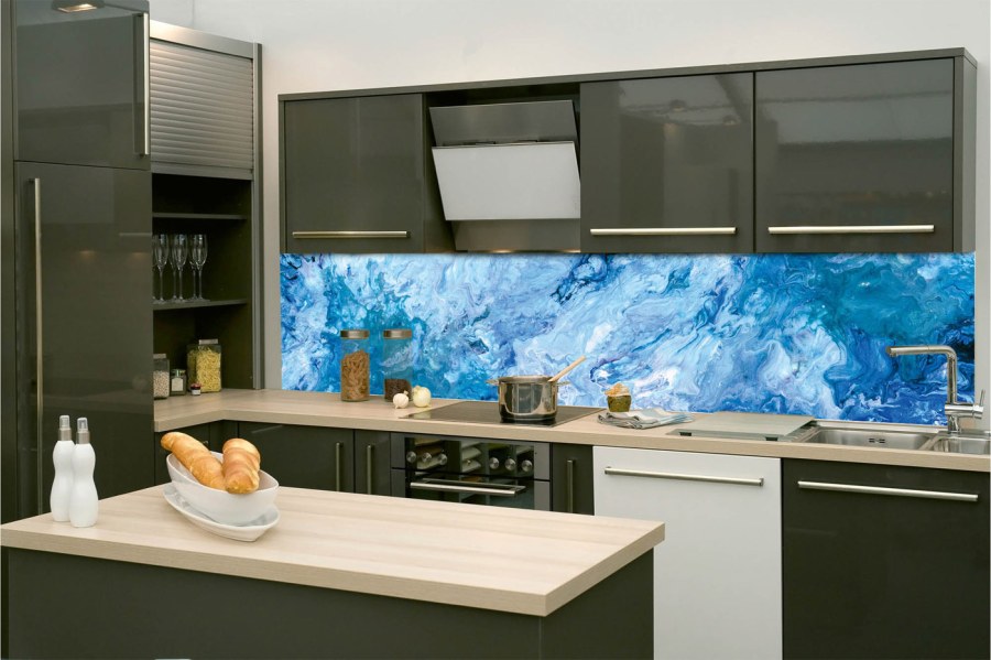 Samoljepljiva fototapeta za kuhinju KI-260-158 Plavi apstrakt | 260 x 60 cm - Za kuhinje