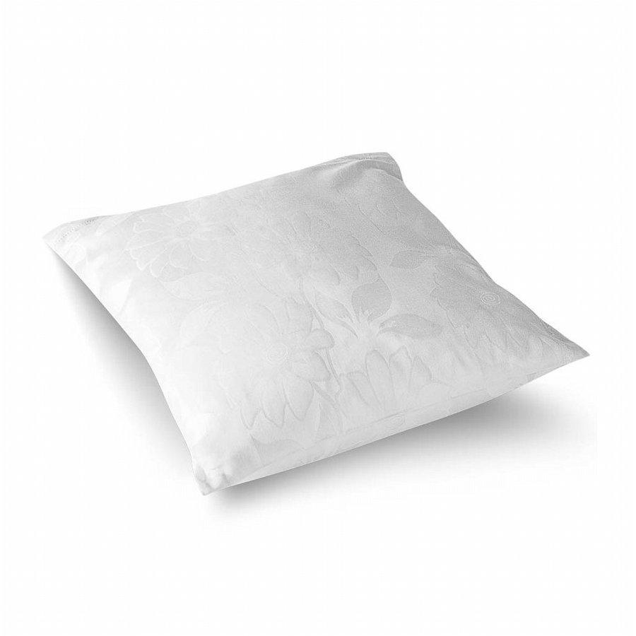 Presvlaka za jastuk od damasta s nježnim utkanim uzorkom bijelih cvjetova. Dimenzija presvlake za jastuk je 40x40 cm. - Posteljina damast