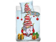 Božićna posteljina od pamuka sa motivom patuljka i poklona 140x200, 70x90 cm Posteljina za krevete - Dječja posteljina - Dječja posteljina Fototisak