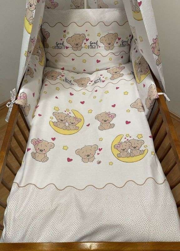 SDS Posteljina za dječji krevetić Medvjedi smeđa Pamuk, 90/130, 45/60 cm - Posteljina za krevetiće
