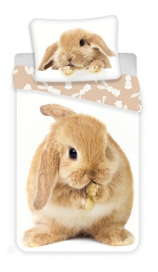 Posteljina s fotografijom zečića Bunny smeđe boje 140x200, 70x90 cm - Dječja posteljina Fototisak
