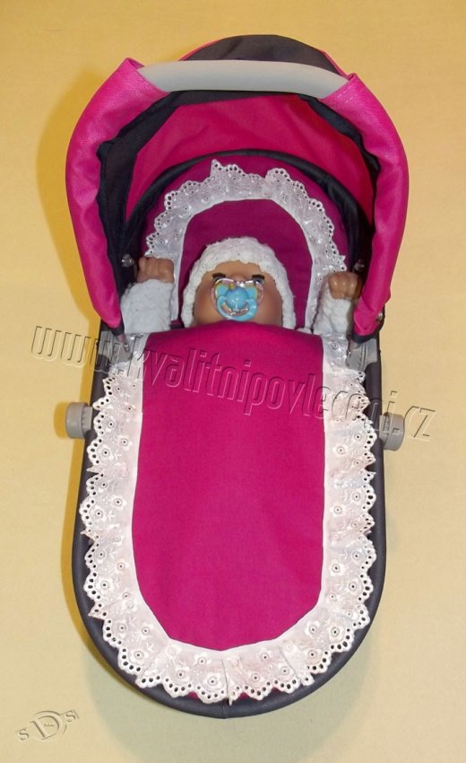 SDS Jastuci za kolica za lutke Snažno roza s čipkom 27x40, 25x20 - Igračke i oprema
