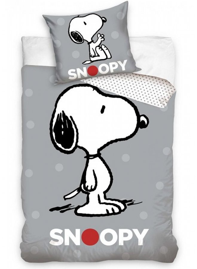 Posteljina Snoopy Grey 140x200, 70x90 cm - Licencirana posteljina