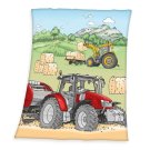 HERDING Fleece deka Traktor Poliester, 130/160 cm Deke i vreće za spavanje - deke od flisa