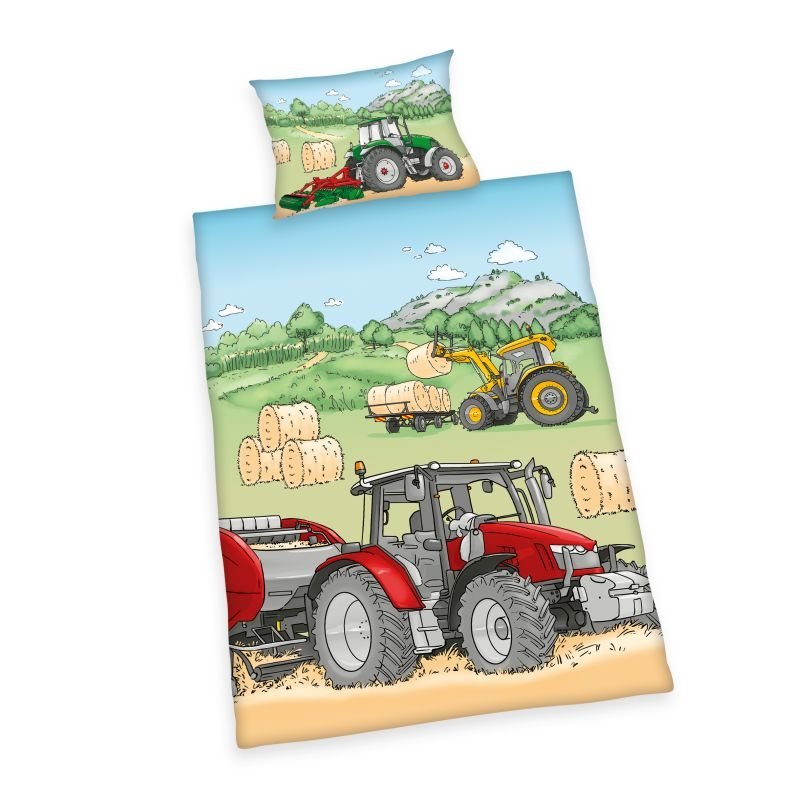 HERDING Posteljina za dječji krevetić Traktor Pamuk, 100/135, 40/60 cm - Posteljina za krevetiće