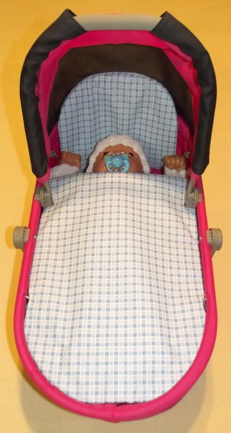Jastuci za kolica za lutke Kockica plava - poplune za lutke