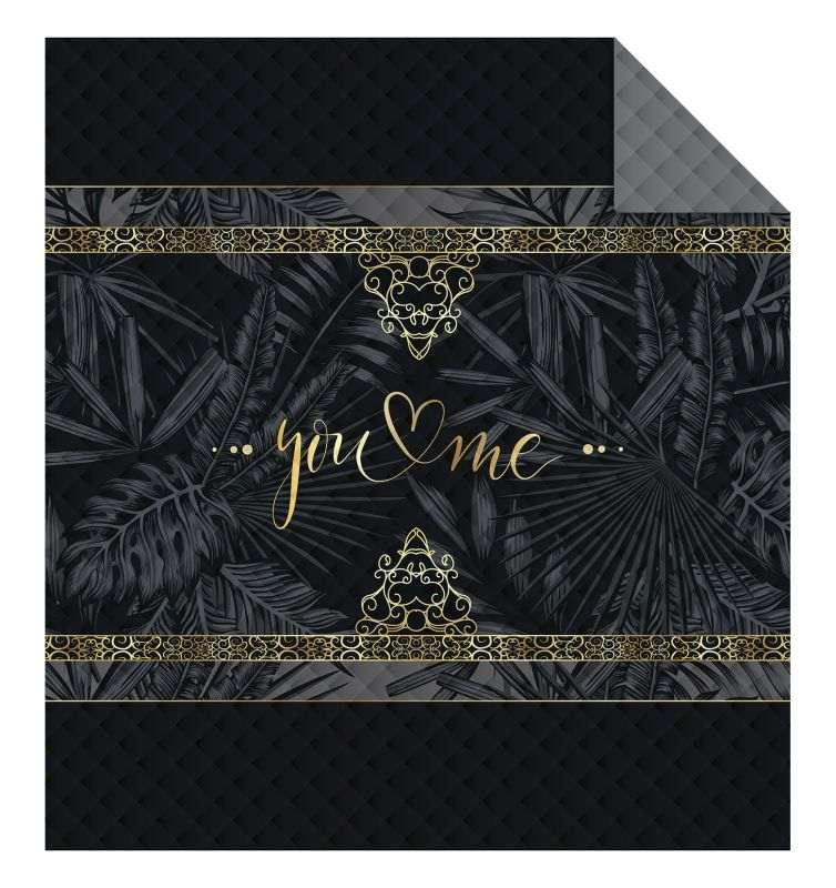 DETEXPOL Prekrivač za krevet You and Me crni Polyester, 170/210 cm - Pokrivači