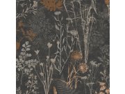 Crna tapeta za zid, cvijeće, listovi, 120718 | Ljepilo besplatno Na zalihama