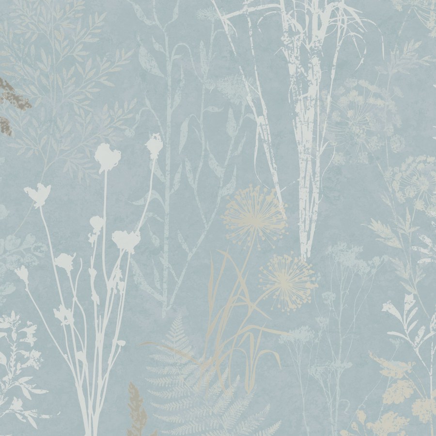 Plava tapeta za zid, cvijeće, listovi, 120715 | Ljepilo besplatno - Na zalihama