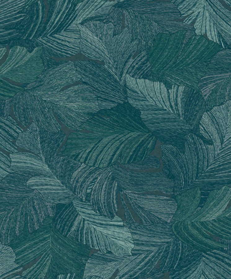Plavo-zelena tapeta za zid, listovi, A66501 | Ljepilo besplatno - Na zalihama