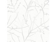 Flis sivo-bijela tapeta s grančicama, 33-275 | Ljepilo besplatno Na zalihama