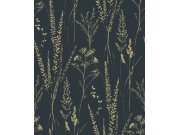 Crno-zlatna tapeta s travama, A64203 | Ljepilo besplatno Na zalihama