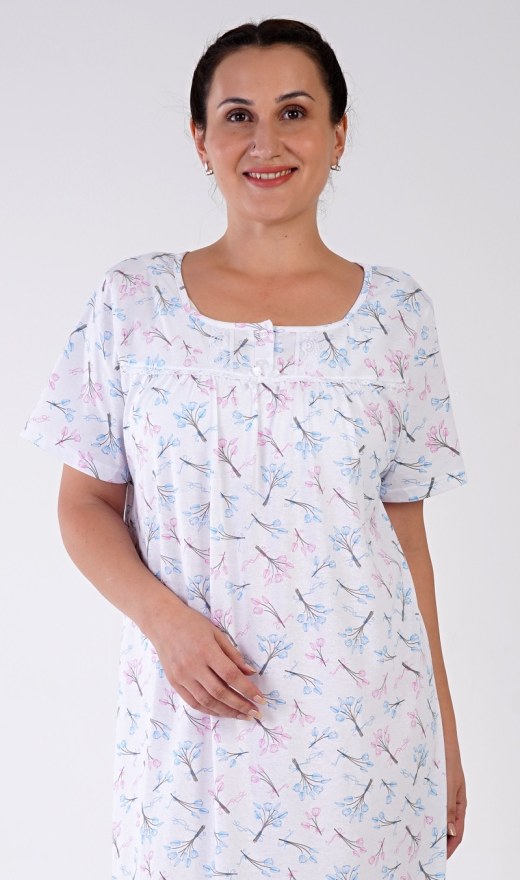 Damska noćna košulja s kratkim rukavom Tulipani - Ženske košulje s kratkim rukavima
