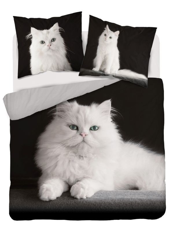 DETEXPOL Francuska posteljina Persijska mačka Bavlna, 220/200, 2x70/80 cm - Posteljina foto print