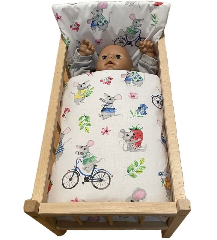 SDS Perlice za lutkarski krevetić Sretni miševi Pamuk, punjenje: Poliester, 1x 38x44 cm / 28x20 cm - poplune za lutke