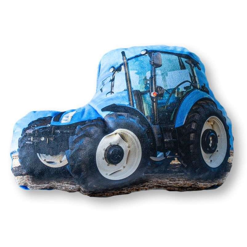 DETEXPOL Oblikovani mikroplišani jastučić Traktor plavi Poliester, 34x24 cm - jastučići s podstavom