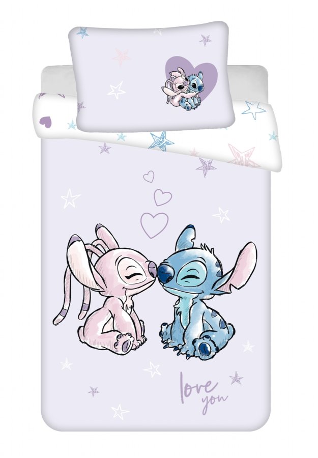 Posteljina Lilo i Stitch Heart 140x200, 70x90 cm - Licencirana posteljina