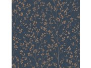 Plavo-brončana flis tapeta s grančicama | A71404 | Ljepilo gratis