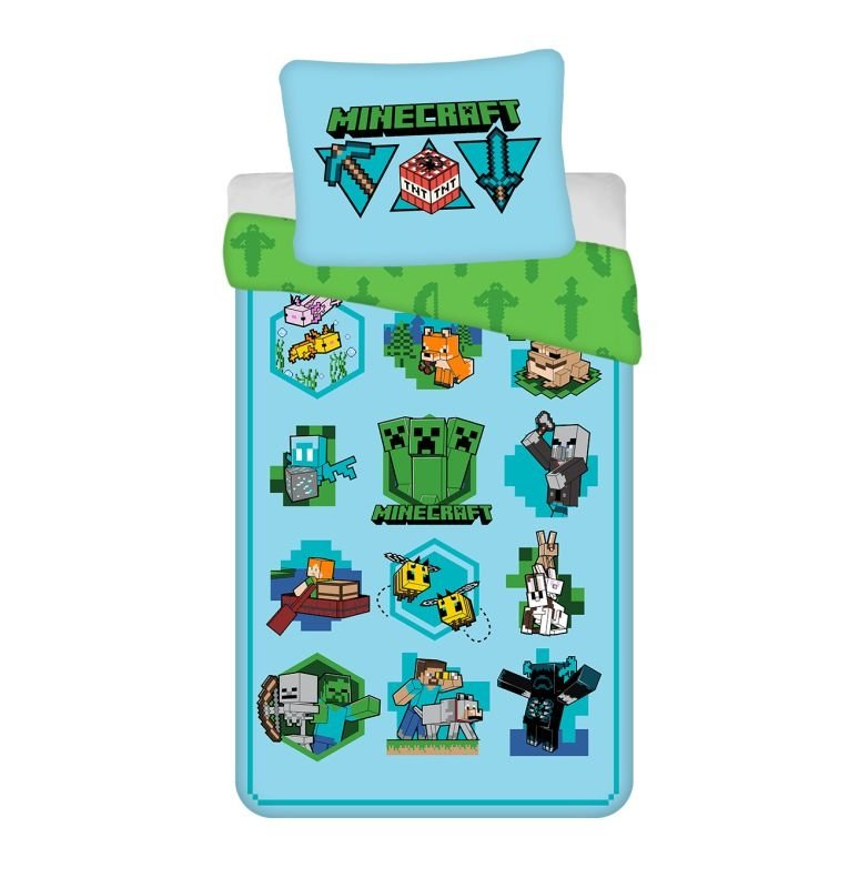 JERRY FABRICS Posteljina Minecraft Lets play Pamuk, 140/200, 70/90 cm - Posteljina sa licencijom