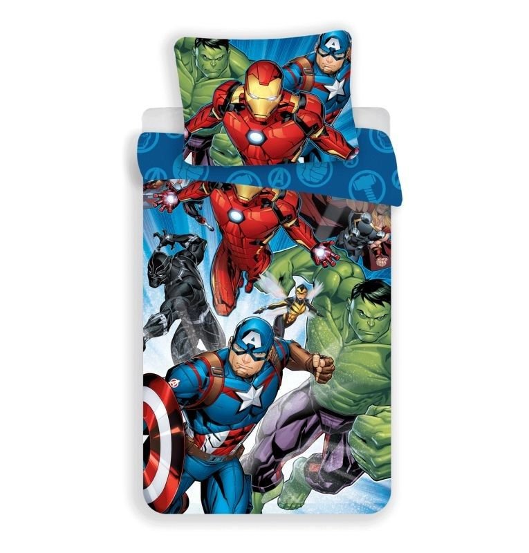 JERRY FABRICS Posteljina Avengers Brands 02 Pamuk, 140/200, 70/90 cm - Posteljina sa licencijom