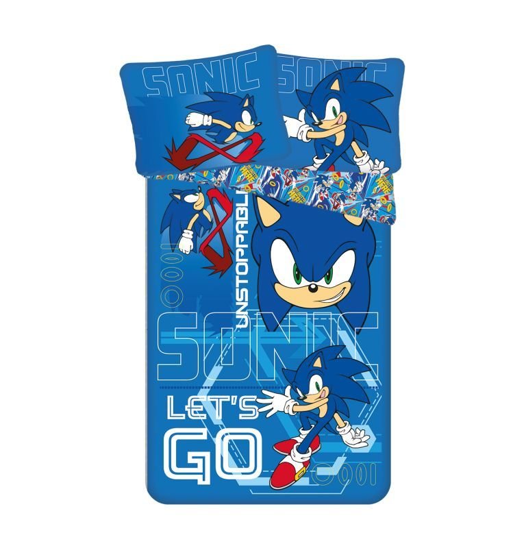 JERRY FABRICS Posteljina Sonic Lets go Pamuk, 140/200, 70/90 cm - Posteljina sa licencijom