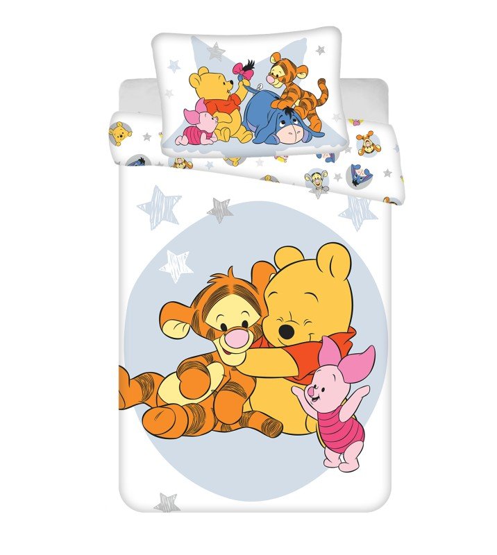 JERRY FABRICS Posteljina za dječji krevetić Medvjedić Pooh Stars baby Pamuk, 100/135, 40/60 cm - Posteljina za krevetiće