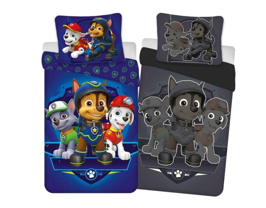 DETEXPOL Posteljina Paw Patrol plava svjetleća Pamuk, 140/200, 70/80 cm - Posteljina sa licencijom